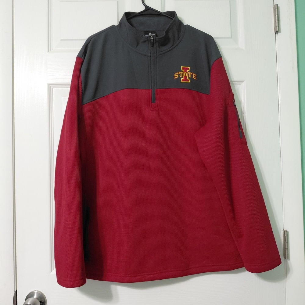 Iowa State Cyclones Sweatshirt Mens Maroon Pullover 1/4 Zip Colosseum Size XL